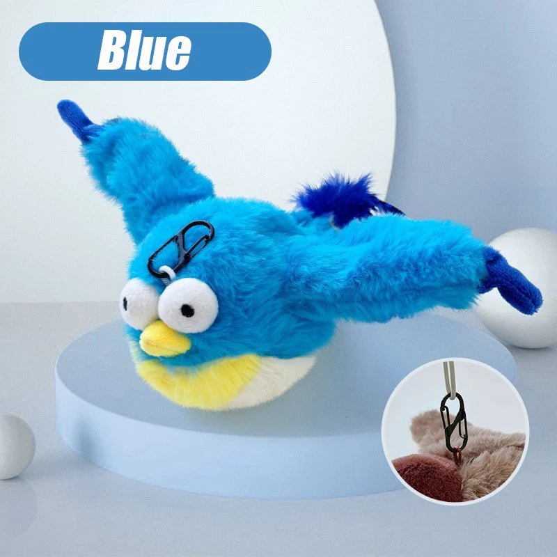 Smart Interactive Cat Toys Rechargeable Chirping Flapping Bird with Catnip Indoor Dogs Cats Touch Activated Squeak Pet Plush Toy