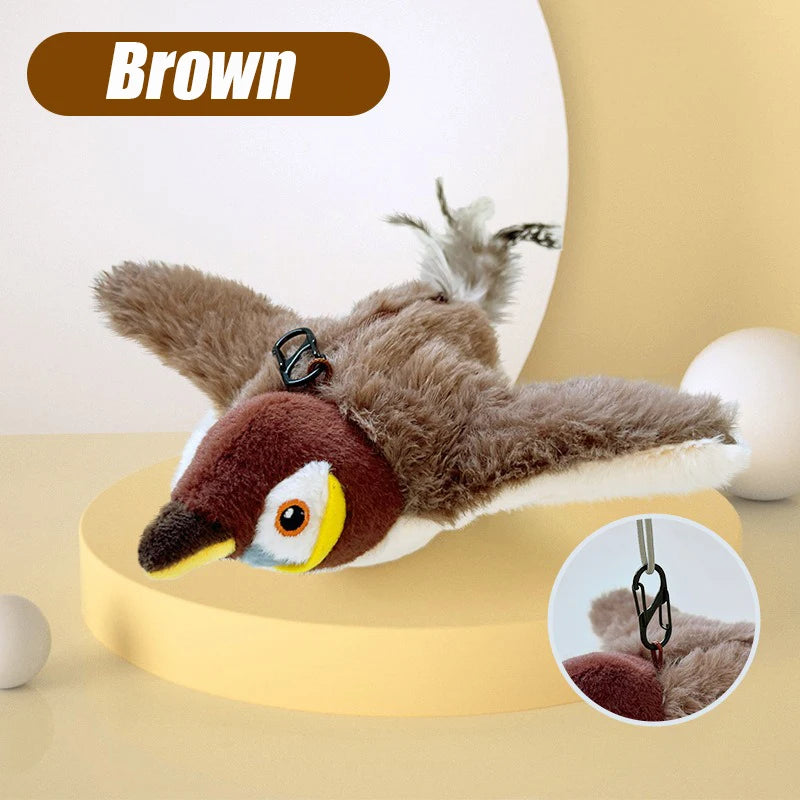 Smart Interactive Cat Toys Rechargeable Chirping Flapping Bird with Catnip Indoor Dogs Cats Touch Activated Squeak Pet Plush Toy