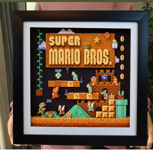 Super Marioed Pixel 3D Painting Red White Machine FC Game Decor Esports studio Room Hanging Painting Nostalgic Boy regalo da uomo