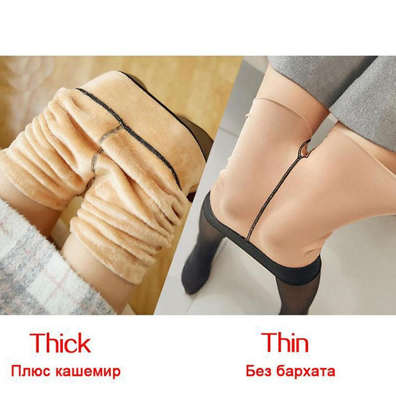 Winter Warm Pantyhose Women Sexy Elastic Translucent Thermal Tiught Pantyhose Thicken Seamless Push Up Velvet  Tights Pantyhose