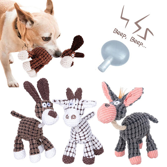 weight 120-360g Pet Toy Donkey Shape Corduroy Chew Toy For Dogs Puppy Squeaker Squeaky Plush Bone Molar Dog Toy Pet Training Dog