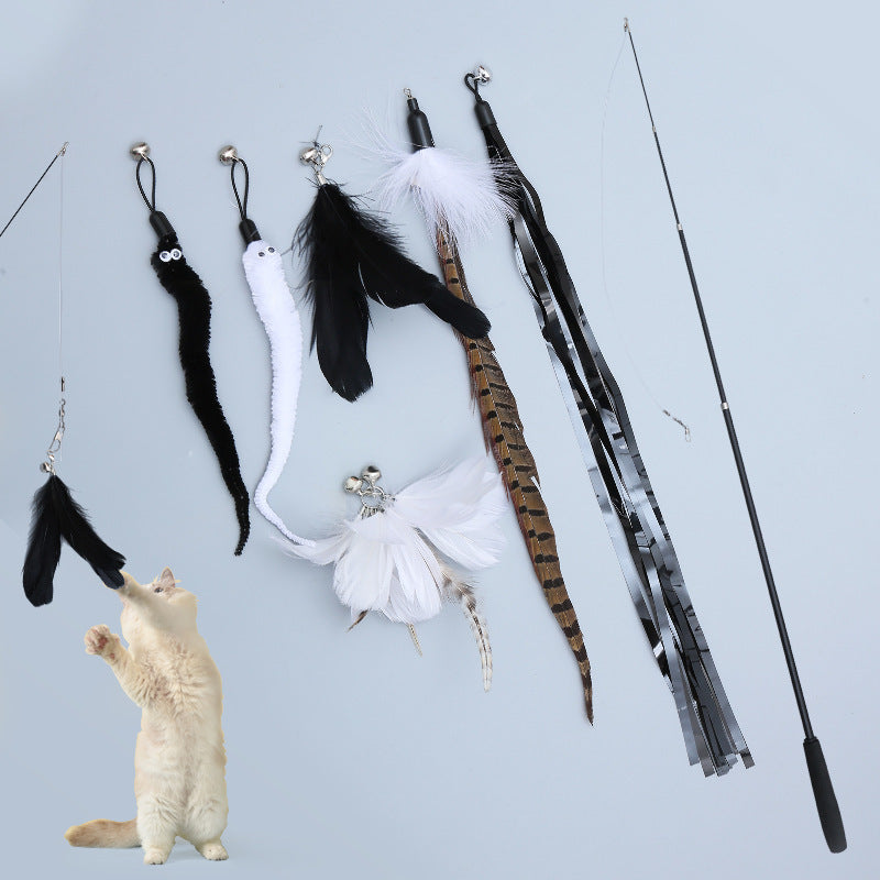 Toys Four Section Telescopic Cat Stick Feather Set 78G