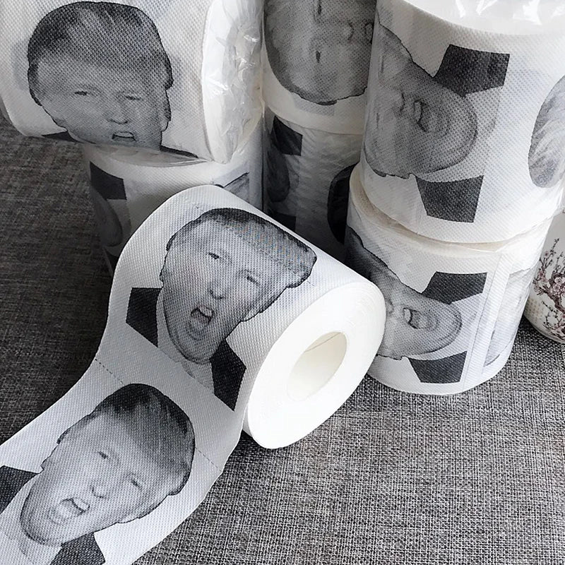 Żart Zabawny Papierowy Tkanina Gag Prezent Prank Żart Kreatywna Łazienka Zabawny Papier Toaletowy Prezydent Donald Trump Papier Toaletowy Dropshipping