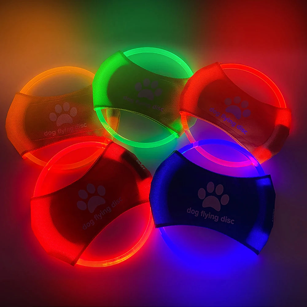 weight 66g Dog Flying Discs Light Glowing LED LuminousTrainning Interactive Toys Game Flying Discs Dog Toy Pet Dog Accessories Pet Products