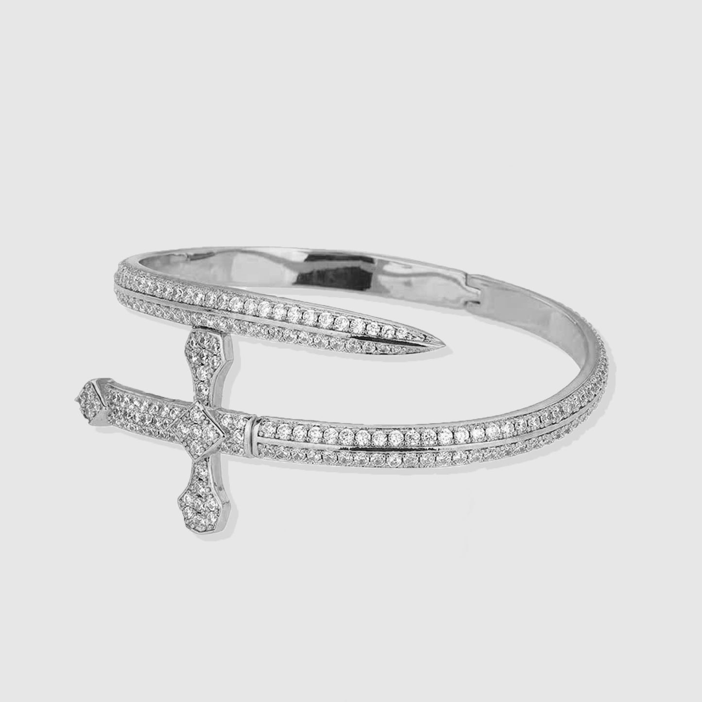 ICED NON LINK CROSS BRACELET [SILVER]