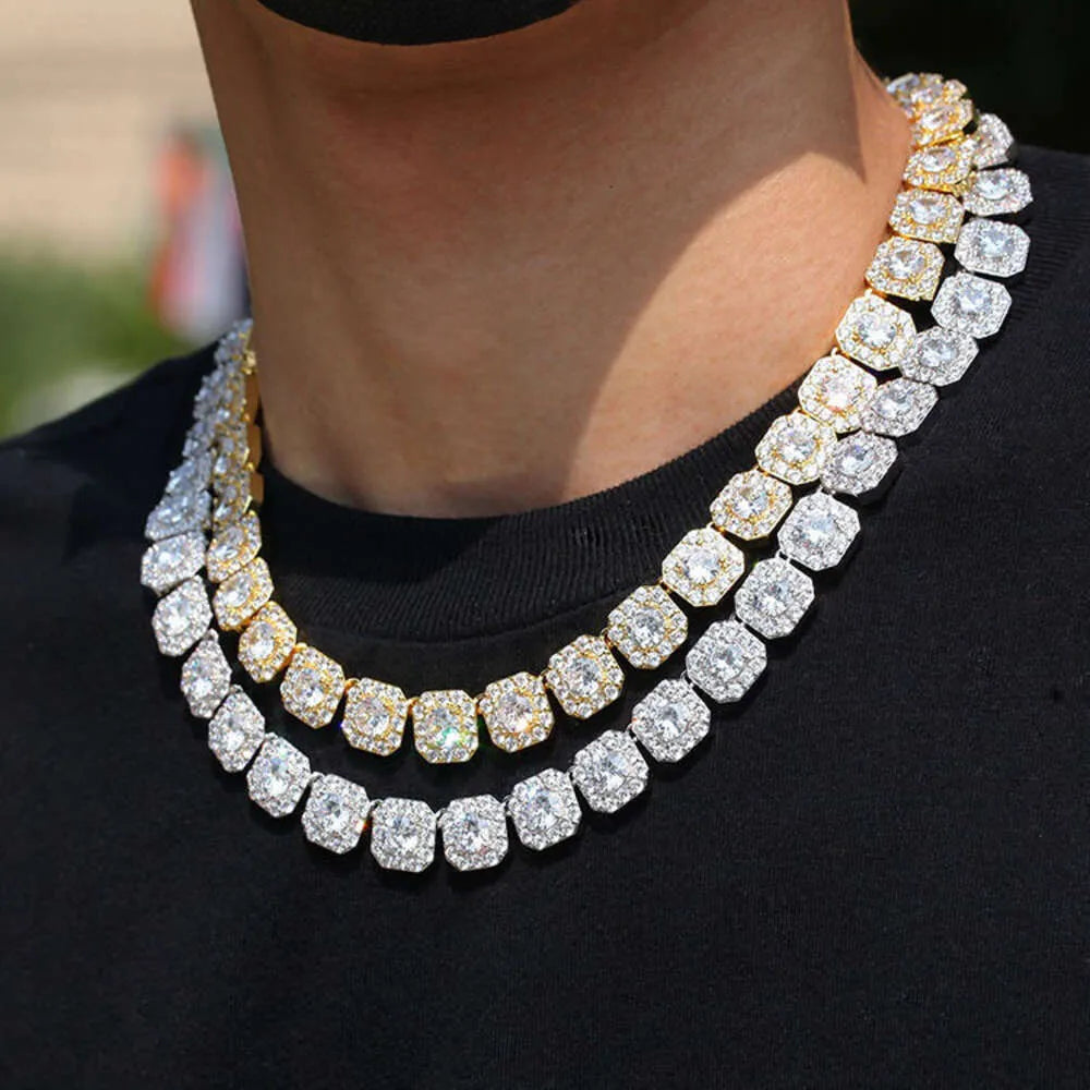 Necklace bracelet Moissanite Diamond Custom Vvs Cuban Link Chain S Sier 10mm Large Tennis Chain Solid Back Hiphop