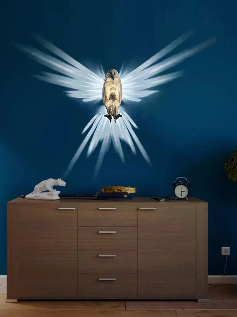 Price 7.27 usd weight 320g Modern Creative Bird Wall Lamp Owl Eagle Shape Projector Atmosphere Sconce Light 3D Print Body Animal Lighting Lustre Home Decor