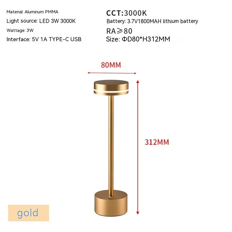 Price 7.66 usd weight 450g Aluminum Alloy Bar Frisbee Table Lamp USB Touch Switch Rechargeable Light